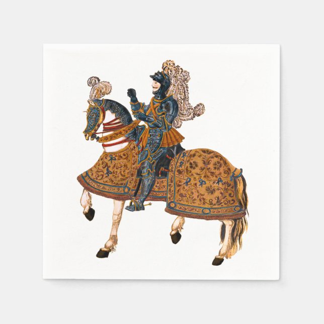 Mediaeval Knight in Armour on horse back Napkin (Front)