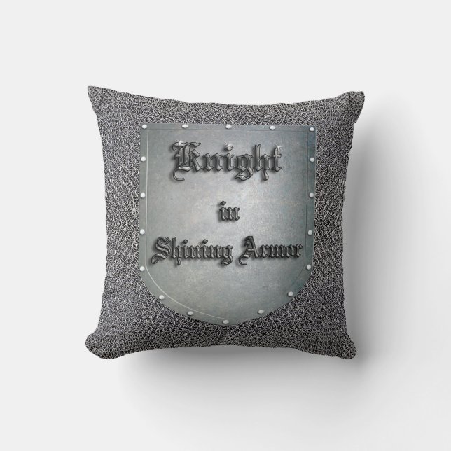 Mediaeval Knight in Shining Armour Shield Cushion (Front)