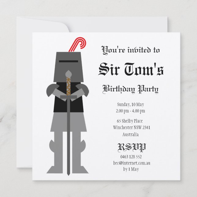 Mediaeval Knight Invitation (Front)