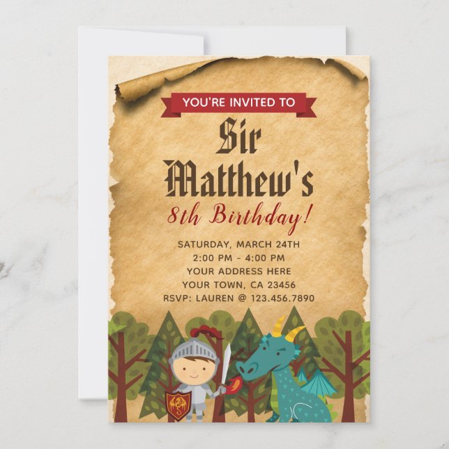 Mediaeval Knight Invitation (Front)