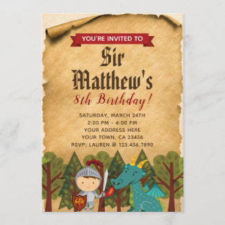 Mediaeval Knight Invitation