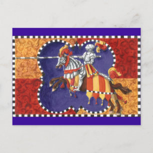 Mediaeval Knight Jousting Postcard