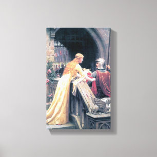 Mediaeval knight lady antique painting canvas print