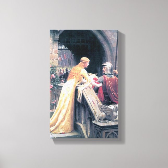 Mediaeval knight lady antique painting canvas print (Front)