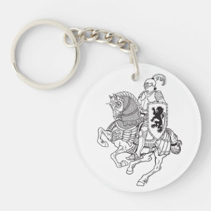mediaeval knight on a horse key ring