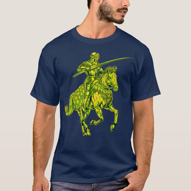 Mediaeval Knight on Horseback  Jousting T-Shirt (Front)