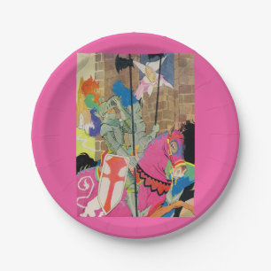 mediaeval knight on horseback paper plate