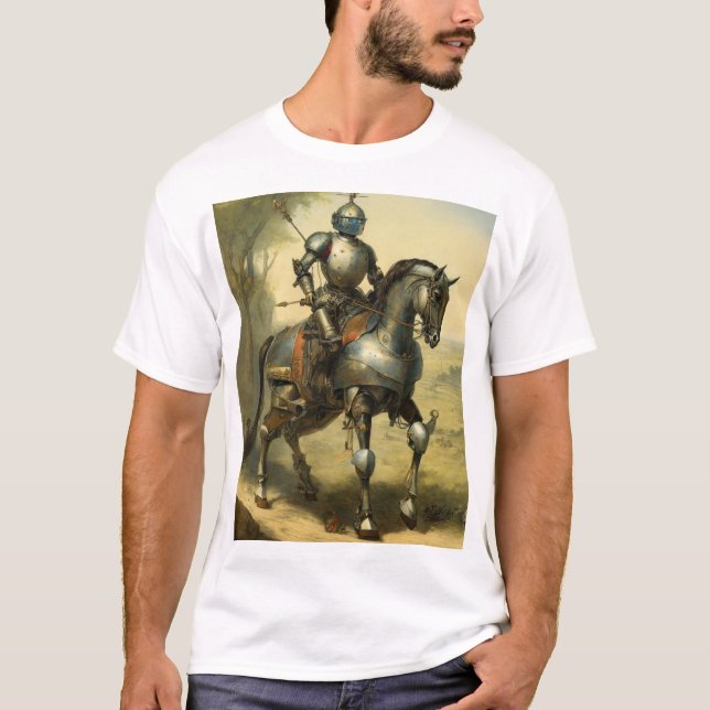 Mediaeval Knight on Warhorse  T-Shirt (Front)