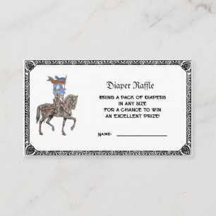 Mediaeval Knight Renfaire Diaper Raffle Baby Showe Enclosure Card