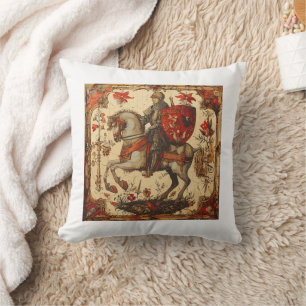 Mediaeval Knight riding a horse Cushion
