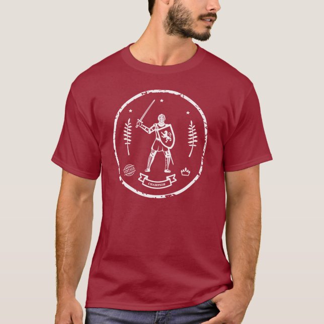 Mediaeval Knight Round Stamp T-Shirt (Front)