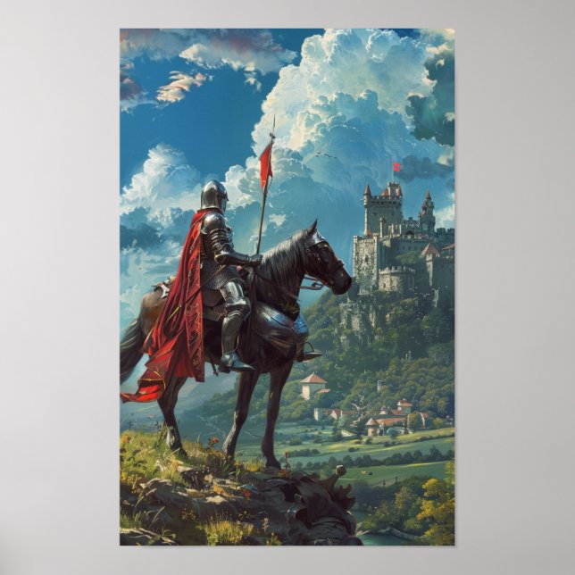 Mediaeval Knight Setting Off on a Journey Poster (Front)