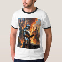 Mediaeval Knight Texting While Castle Burns Tee