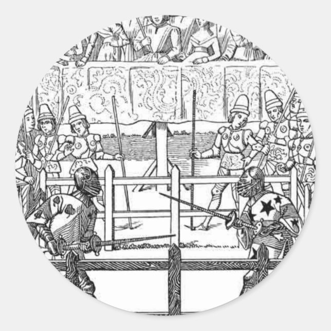 Mediaeval Knights Jousting Classic Round Sticker (Front)