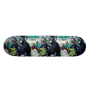 mediaeval knights jousting horses historic art skateboard