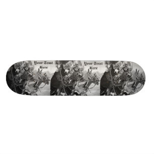 mediaeval knights jousting horses historic art skateboard