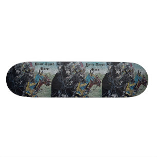 mediaeval knights jousting horses historic art skateboard