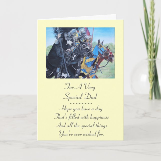 mediaeval knights jousting on horses art card (Front)