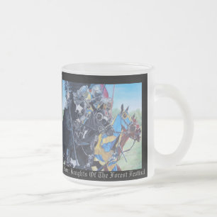 mediaeval knights jousting on horses frosted glass coffee mug