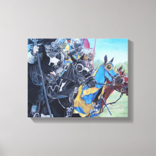 mediaeval knights jousting on horses historic art canvas print