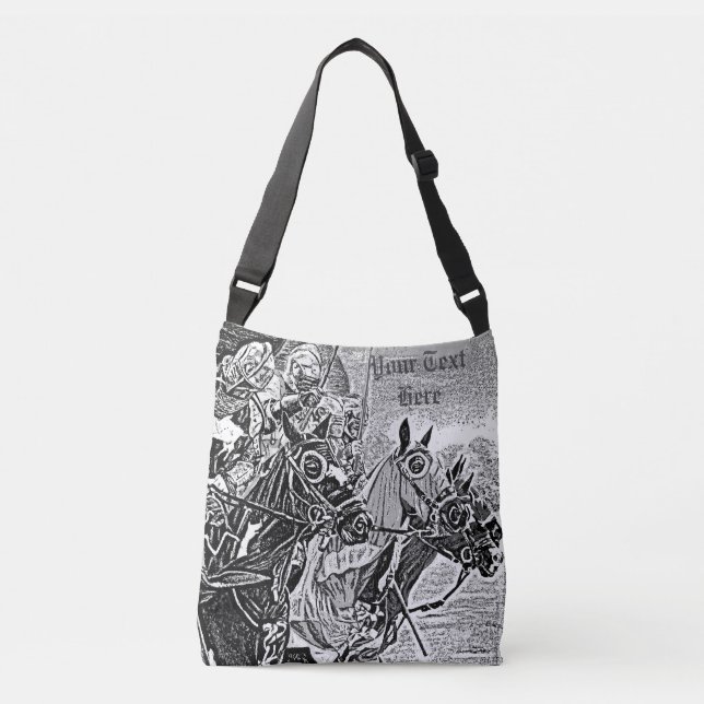 mediaeval knights jousting on horses historic art crossbody bag (Front)