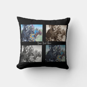 mediaeval knights jousting on horses historic art cushion