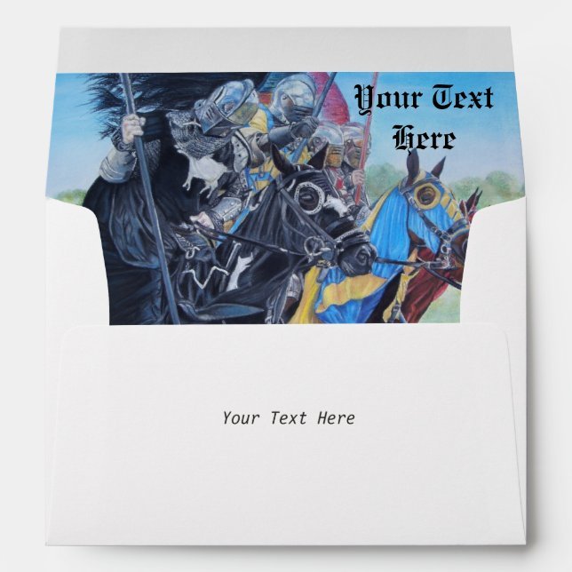 mediaeval knights jousting on horses historic art envelopes (Back (Bottom))