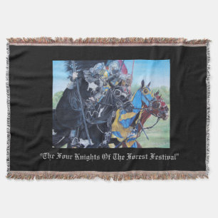 mediaeval knights jousting on horses historic art throw blanket