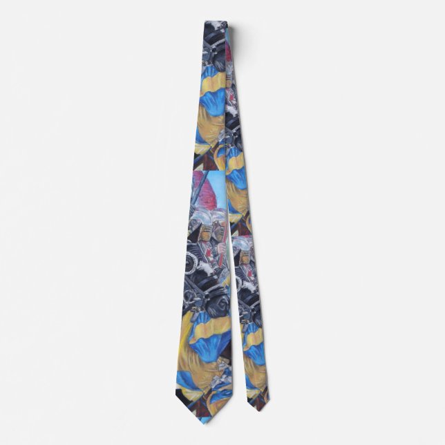 mediaeval knights jousting on horses historic art tie (Front)