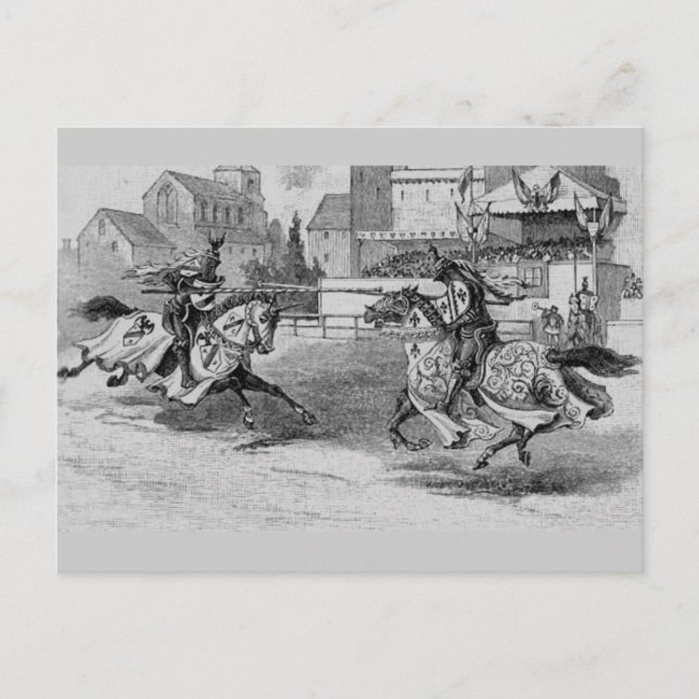 Mediaeval Knights Jousting Postcard (Front)