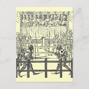 Mediaeval Knights Jousting Postcard