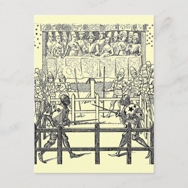 Mediaeval Knights Jousting Postcard (Front)