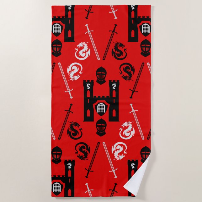 Mediaeval Knights Of The Round Table Beach Towel (Front)