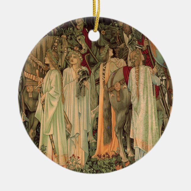 Mediaeval Knights of the Round Table Ceramic Tree Decoration (Front)