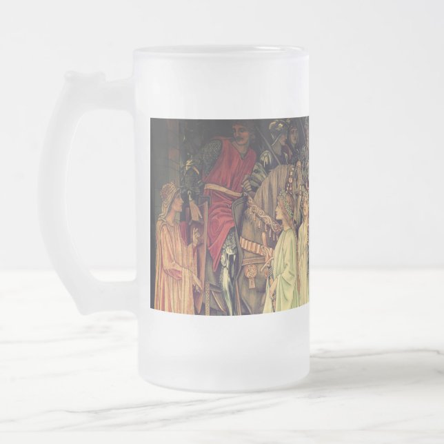 Mediaeval Knights of the Round Table Frosted Glass Beer Mug (Left)