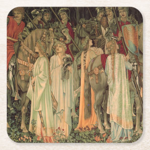 Mediaeval Knights of the Round Table Square Paper Coaster