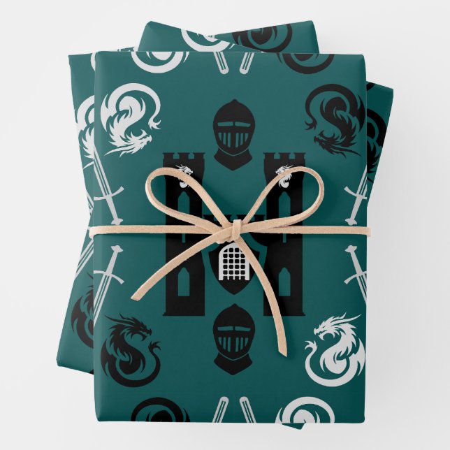 Mediaeval Knights Of The Round Table Wrapping Paper Sheet (In situ)
