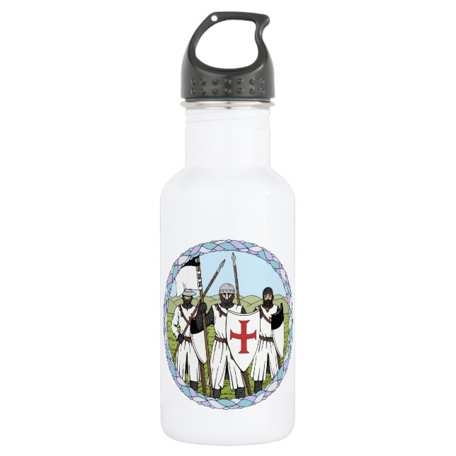 Mediaeval Knights Templar 532 Ml Water Bottle (Front)