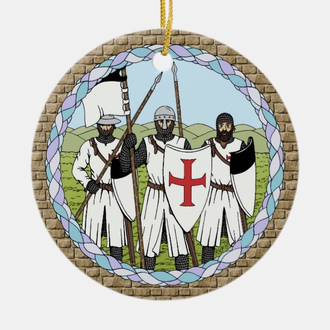 Mediaeval Knights Templar Ceramic Tree Decoration (Front)