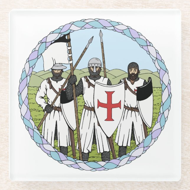 Mediaeval Knights Templar Glass Coaster (Front)