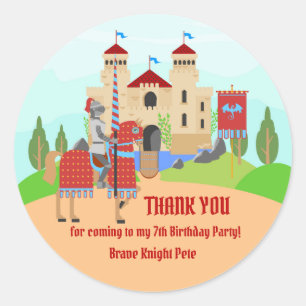 Mediaeval Knights Tournament Birthday Party Classic Round Sticker