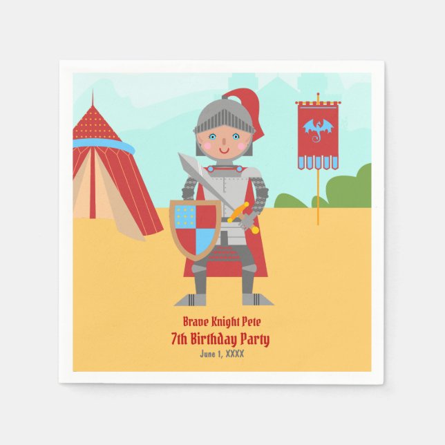 Mediaeval Knights Tournament Birthday Party Napkin (Front)