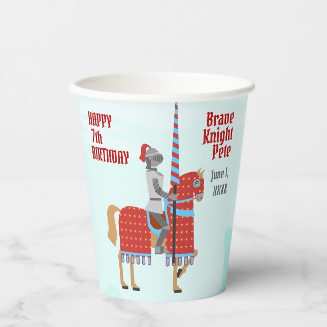 Mediaeval Knights Tournament Birthday Party Paper Cups (Front)