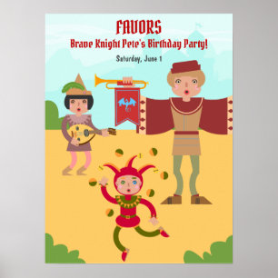 Mediaeval Knights Tournament Birthday Party Poster