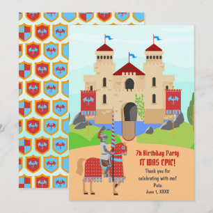 Mediaeval Knights Tournament Birthday Party Thank You Card