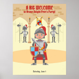 Mediaeval Knights Tournament Boy Birthday Party Poster