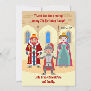 Mediaeval Knights Tournament Boy Birthday Party Thank You Card