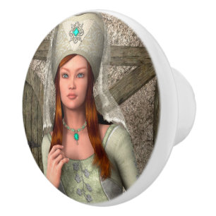 Mediaeval Lady Ceramic Knob