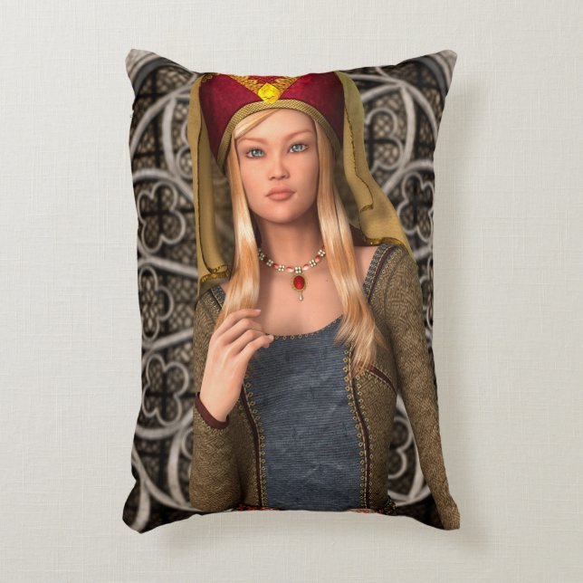 Mediaeval Lady Decorative Cushion (Front(Vertical))