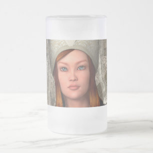 Mediaeval Lady Frosted Glass Beer Mug